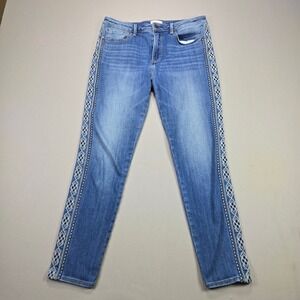 Driftwood Jackie High Rise Embroidered Skinny Jeans Blue Medium Wash W30 L28